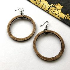 Rustic Wood Hoop Earrings - Laser Cut Jewelry, Wood Jewelry, Joanna Gaines, Gift for Women, Natural Wood Hoop Earrings, Joanna Gaines Style, Light Weight Jewelry, Laser Cut Jewelry, Wooden Hoop, Fish Hook Earrings, Joanna Gaines, Bohemian Earrings, Wooden Earrings