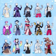 the paper dolls are all dressed up in costumes