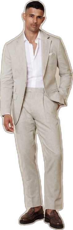 Classic White Flat Front Pants, White Linen Semi-formal Suits, Tailored White Dress Pants With Welt Pockets, White Summer Suits With Pockets, White Dress Pants With Welt Pockets And Straight Hem, Fitted White Flat Front Pants, Tailored White Linen Bottoms, White Linen Suits With Welt Pockets, White Linen Suit With Welt Pockets