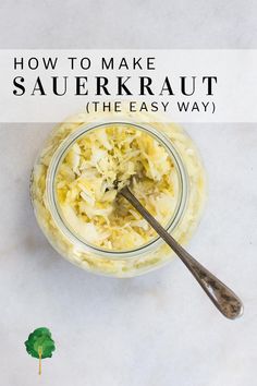 If you're wondering how to make homemade sauerkraut, consider this: It's super easy and you only need TWO ingredients. Cabbage and fine sea salt. That's it. And after you mix them both together and pack them in a jar, all you have to do is wait a few weeks for the cabbage to ferment. And then you'll have a vibrantly rich fermented kraut that's positively loaded with probiotics. And it's those probiotics that give sauerkraut its benefits for digestive and metabolic health. Make Sauerkraut, Making Sauerkraut, Fermented Recipes, Fermented Sauerkraut, Sauerkraut Recipe, Vegan Probiotics