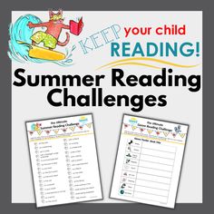 the summer reading challenge for children with text overlay that reads, keep reading summer reading challenges