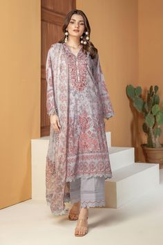 Khaadi BLA240331 L-Grey Eid Collection 2024 Summer Gray Long Sleeve Sets, Festive Gray Long Sleeve Sets, Spring Cotton Sets In Gray, Ladies Clothing, Eid Collection, Shalwar Kameez, Suit Fabric, Pakistani Outfits, Cotton Dresses