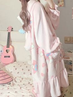 ♡ Material: Polyester♡ Size Information: Please see size chart from the last picture♡ Machine Wash - Cold, Delicate; Hang Dry♡ Order Processing Time: 7 business days Gown Pants, Pink Night Gown, Gloves Aesthetic, Outdoor Slippers, Girl Beds, My Melody, House Slippers, Mary Jane Shoes, Cardigan Jacket