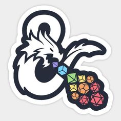 a sticker with an image of a cat holding a rube cube in it's paws