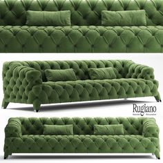 an image of a green couch that is in different stages of being upholstered