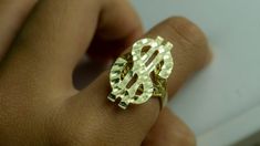 [ Description ] - 100% Brand New & High Quality $ Sign Dollar Sign Ring - Material: 10K Gold - Color: Yellow Gold - Size: 6 - 13 ※ As rings are resized into bigger sizes, more gold is added, and thus it makes additional cost. - Weight ▷ Small: 2.5grams ▷ Large: 4.5grams ※ This is an approximate size & weight. Please allow up to ±10% difference. ※ The weight depends on the ring size. Money Ring, Money Rings, Gold Money, Dollar Sign, Money Sign, Letter Ring, Jewelry Accessories Ideas, Diamond Bar, Accessories Ideas