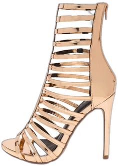 Spring Metallic Strappy Sandals, Metallic Strappy Sandals For Spring, Metallic Open Toe Sandals With Wrapped Heel, Strappy Sandals Gladiators, Gladiator Sandals Heels, Runway Fashion Couture, Spot Lights, Gladiator Heels, Gold Heels