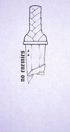 a drawing of a bottle that is tied up