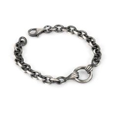 Hands Holding Ring Chain Bracelet for Men, Mens Chain Bracelet, Mens Sterling Silver Chain Bracelet, Metal Link Bracelets With Oxidized Finish, Oxidized Metal Bracelet With Oval Links, Modern Oxidized Link Chain Bracelet, Oxidized Metal Chain Bracelet With Oval Links, Adjustable Link Chain Bracelet With Hooks, Adjustable Link Chain Bracelet With Hook And Links, Adjustable Chain Link Bracelet With Hooks, Silver Link Bracelets With Hook And Links, Silver Stainless Steel Bracelets With Hook And Links