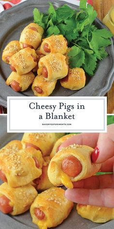 cheesy pigs in a blanket on a plate