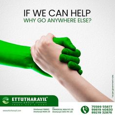 a poster with two hands holding each other's hand and the words if we can help, why go anywhere else?