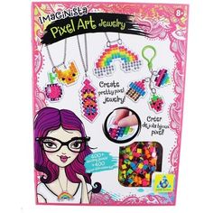 the craft kit includes beads, charms and bracelets for girls to make their own jewelry