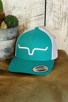 Teal & White Cap - L Trading Teal Hat, Conch Stud, Cactus Necklace, Kimes Ranch, Womens Visor, Horseshoe Pendant, Hunting Hat, Ball Caps, White Mesh