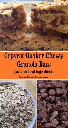 four different views of granola bars with text that reads copycat baker chewy granola bars just 7 natural ingredients