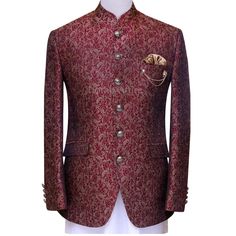 Pure soft karandi textured maroon prince coat design Designer Nehru Jacket With Dabka For Semi-formal Occasions, Designer Dabka Nehru Jacket For Semi-formal Occasions, Festive Formal Brown Sherwani, Brown Long Sleeve Wedding Blazer, Brown Long Sleeve Blazer For Wedding, Traditional Brown Sherwani For Formal Occasions, Elegant Brocade Bandhgala With Naqshi Detailing, Festive Brown Sherwani For Wedding, Traditional Winter Outerwear For Groom