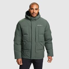 Men's Glacier Peak Hooded Down Jacket | Eddie Bauer Mens Outerwear, Eddie Bauer, 100 Years, Down Jacket, Color Options, Mens Jackets, How To Wear