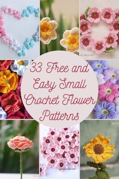 small crochet flower patterns Easy Small Crochet, Small Crochet Flower, Small Crochet Flowers, Crochet Poppy Pattern, Crochet Thread Size 10