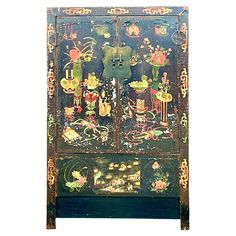 Add a touch of timeless elegance to your space with this Vintage Asian Hand-Painted Cabinet. Intricately detailed with vibrant, hand-painted motifs, this piece exudes old-world charm and artistry. Perfect as a statement piece, it offers both beauty and function, with ample storage behind its ornate doors. Ideal for adding a pop of color and cultural flair to any room Hand Painted Cabinet, Painted Cabinet, Wood Paint, Old World Charm, Painting Cabinets, Storage Cabinets, Old World, Armoire, Timeless Elegance