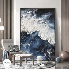 Transform your living space into a tranquil coastal retreat with our captivating "Ocean Waves Large Framed Wall Art." Featuring a mesmerizing blend of blue and white hues, these ocean prints evoke the soothing rhythm of the sea, bringing a sense of serenity to any room. Crafted on high-quality canvas with abstract textured waves, each piece adds depth and dimension to your walls, creating a dynamic focal point. The large framed design enhances the artwork's presence, making it perfect for adding Ocean Canvas, Lukisan Cat Air, Oil Painting Flowers, Hand Painted Flowers, Handmade Oil, Painting Style, Art Oil, Texture Art, Oil Painting On Canvas