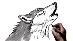 a drawing of a wolf's head with its mouth open