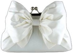 Elegant White Clutch For Events, Elegant Cream Clutch For Wedding Guest, Elegant White Formal Clutch, Elegant White Clutch For Formal Occasions, Elegant Satin Finish Evening Bag For Formal Events, Elegant Satin Finish Evening Bag For Formal Occasions, Formal Satin Evening Bag With Satin Lining, Elegant White Evening Bag For Wedding Guest, Elegant Evening Bag With Bow