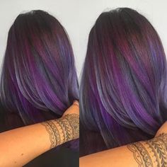 Purple highlights Hair Color Purple, Haircut And Color, Great Hair, Hair Today, Purple Hair, Ombre Hair