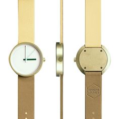 The Multi wristwatch is the newest collaboration from AARK and design studio Daniel Emma. This groundbreaking design challenges the conventional timepiece with bold color combinations. Multiple warm golden hues come together for a striking yet balanced aesthetic. AARK Collective's two-tone strap is made with elegant, soft calf leather. The matte casing is a unique contrast to the leather, due to its sandblasted texture. AARK has also outfitted each Multi watch with a resilient Japanese quartz mo Field Watches, Watch Gifts, Leather Buckle, Steel Watch, Design Challenges, Matte Gold, Quartz Movement, Leather Craft, Time Piece