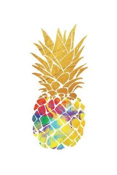 a pineapple is painted in different colors