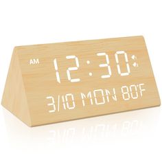 PRICES MAY VARY. ⏰【0～100% Brightness Adjustable】 This wooden alarm clock has more clear LED digits with 0～100% full range dimmable, you can easily adjust to your favorite or suitable brightness level, even the LED lights can be turned off completely. It’s user friendly at night, which won’t be too harsh for your eyes. Therefore, you can also have a comfortable night's sleep. ⏰【2 Display Formats, Support Switching】 Alarm clock with LARGER screen clearly shows the date, day of the week, time (12-h Travel Bedroom, Radio Clock, Bedside Night Stands, Tabletop Clocks, Digital Clocks, Office Travel, Smart Device, Digital Alarm Clock, Alarm Clock