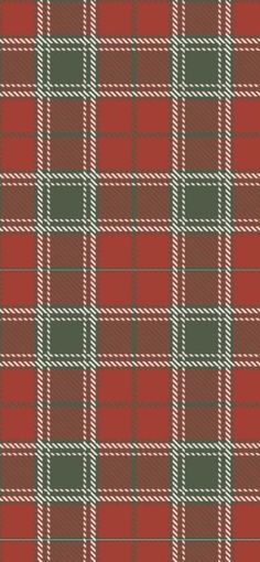 a red and green plaid pattern with white stripes on it's sides, as well as