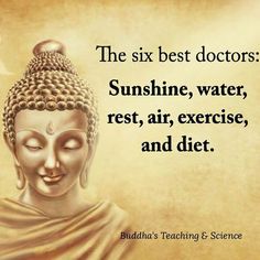 buddha quote about the six best doctors sunshine, water, rest, air, exercise, and diet