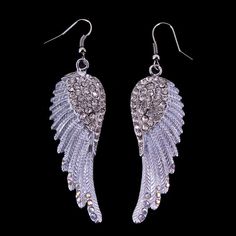 Lovely White Angel Wing 5.5Cm Long Use Austria Crystal Dangle Earrings White Angel Wings, Contemporary Earrings, White Angel, Crystal Dangle Earrings, Ebay Fashion, Fashion Watches, Fashion Earrings, Austria, Jewelry Watches