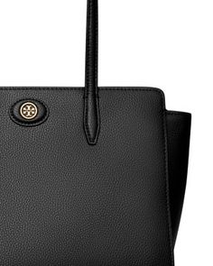 Tory Burch Robinson Small Pebbled Leather Tote Black Evening Bags With Grained Texture, Chic Black Bags With Grained Texture, Black Formal Bag With Grained Texture, Tory Burch Robinson, Pocket Organizer, Leather Handbags Tote, Tory Burch Bags, Bags Tote, Tory Burch Bag