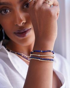 To Bead or not to Bead? There's no question there - Bead Bracelets are essential. Shop the collection. Lapis Bracelet, Golden Beads, Deep Indigo, Inner Self, Blue Lapis, Self Made, Bead Bracelet, Rush, Jewelry Box