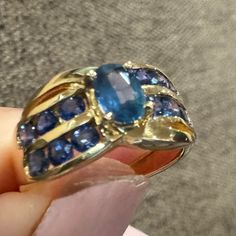 Gorgeous Natural 1.74 Sapphire On 18k Yellow Gold Ring Size 6.25, 3.8 Grams 18k Yellow Gold Ring, Yellow Gold Ring, Gold Yellow, Womens Jewelry Rings, Gold Ring, Sapphire, Ring Size, Yellow Gold, Women Jewelry