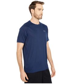 The Under Armour Tech Short Sleeve Tee brings technological advantages to your training with its ultra-lightweight and breathable UA Tech fabric that wicks moisture away and keeps you dry and comfortable during intense workouts. Featuring a tagless design and four-way stretch for unrestricted mobility, this performance tee will keep up with your active lifestyle both in and out of the gym. Blue Short Sleeve Training T-shirt, Functional Sports T-shirt With Short Sleeves, Functional Short Sleeve Sports T-shirt, Technical Athletic Fit Short Sleeve T-shirt, Technical Short Sleeve Tops For Sports Season, Technical Breathable Crew Neck T-shirt, Technical Short Sleeve Tops For Sports, Sweat Resistant Short Sleeve T-shirt For Sports Season, Short Sleeve Sweat Resistant T-shirt For Sports