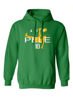 Air Pele Memory Brazil Soccer Player Goat Tribute Hooded SweatshirtAir Pele Memory Brazil Soccer Player Goat Tribute Hooded Sweatshirt Green Casual  Long Sleeve  Letter    Men Clothing, size features are:Bust: ,Length: ,Sleeve Length: Fan Apparel Hoodie With Drawstring, Green Fan Apparel Hoodie, Green Hooded Fan Apparel Hoodie, Green Hoodie With Drawstring For Sports Season, Brazil Soccer, Soccer Player, Men Clothing, Soccer Players, All Fashion