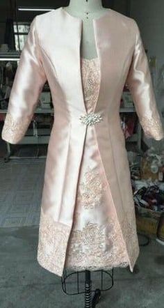 Dress With Long Coat, Mother Of The Bride Suits, Unusual Dresses, Mother Of The Bride Gown, Couture Looks, Long Coat Jacket, Dress Work, Long Sleeve Coat, Fashion Dresses Online