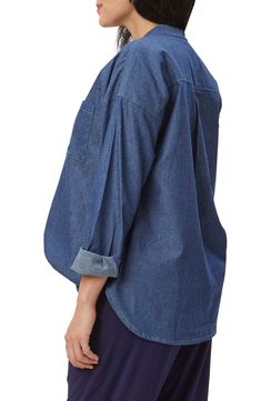 Breezy and lightweight chambray skims your growing bump in a timeless top that buttons at the front and is finished with easy-to-roll sleeves. Style Name:Stowaway Collection Chambray Maternity Top. Style Number: 6741814. Dark Wash Long Sleeve Tops For Everyday, Everyday Dark Wash Long Sleeve Tops, Spring Washed Blue Tops With Button Cuffs, Everyday Chambray Button-up Tops, Everyday Tencel Button-up Tops, Chambray Tops With Button Closure And Relaxed Fit, Everyday Button-up Tencel Tops, Denim Blue Tops For Layering, Everyday Cotton Denim Top For Fall