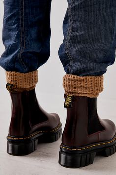 Audrick Chelsea Boots | Free People Doc Martens Audrick Outfit, Cute Chunky Boots, Doc Martens Chelsea Outfit, Doc Martens Chelsea Boot Outfit, Chelsea Boots Outfit Winter, Audrick Chelsea Boots, Chunky Chelsea Boots Outfit, Brown Doc Martens Outfit, Brown Chelsea Boots Outfit