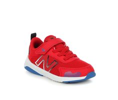 Breathable mesh and synthetic upper with fabric lining, Adjustable Velcro strap and elastic laces, Lightly cushioned insole with fabric lining, Durable rubber midsole and traction outsole, New Balance® branding details | Boys' New Balance Infant & Toddler 545 IT545RB1 Running Shoes in Red/Oxygen Blue Size 4 - Infant Balance Branding, Shoe Carnival, Elastic Laces, Velcro Straps, Boys Shoes, New Balance, Baby Toddler, Running Shoes, Athletic Shoes