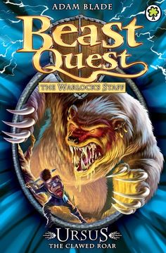 the beast quest book cover with an image of a bear and a demon on it