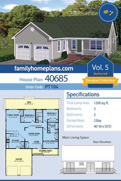 the floor plan for a house with two garages and one living room in it