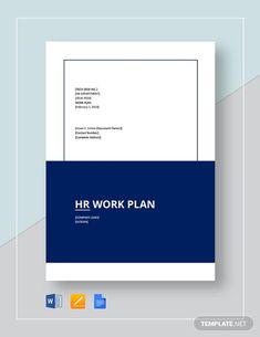 the hr work plan template is shown in blue and white