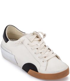 Dolce Vita Zina Leather Lace-Up Sneakers | Dillard's Leather Slip-on Sneakers With Contrasting Heel, Casual Leather Sneakers With Contrasting Heel Counter, Casual Leather Sneakers With Contrasting Heel, Trendy Leather Sneakers With Leather Sole, Trendy Sneakers With Leather Sole And Flat Heel, Trendy Leather Sneakers With Flat Heel, Trendy Leather Sneakers, Colorful Sneakers Women, Zina Sneakers