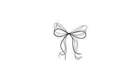 a black and white image of a bow on a white background with the word,