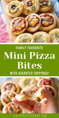 mini pizza bites with assorted toppings are the perfect appetizer for any family