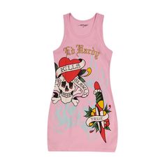 Love Kills Pink Ribbed Graphic Tank Mini Dress By Ed Hardy Ribbed Stretchy Crewneck Design 78% Cotton 18% Polyester 4% Spandex Pink Fitted Cotton Mini Dress, Pink Stretch Cotton Mini Dress, Ed Hardy Dress, Love Kills, Pink Ribbed, Crewneck Design, Mini Tank Dress, Christmas Recipes, Ed Hardy