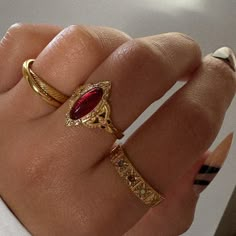 "Joyce" Plum Oval Ring Gold Ring Collection, Red And Gold Ring, Rings Colourful, Gold Ring With Stone, Indian Gold Rings, Tiffany Ring, Rings With Stones, Purple Ring, Claddagh Ring