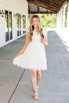 white eyelet dress Summer Eyelet Dress With Short Sleeves, White Sleeveless Eyelet Mini Dress, Chic Short Sleeve Eyelet Dresses, Eyelet Dress For Day Out In Spring, Spring Eyelet Dress For Day Out, Spring Brunch Eyelet Dress, Chic Eyelet Dress For Garden Party, Cotton Eyelet Mini Dress For Summer, Summer Cotton Mini Dress With Eyelet Details